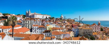 Famous Dome of Santa Engracia and hill Sao Vicente de Fora in a beautiful summer day in Lisbon