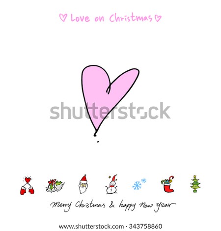 Love on Christmas / Heart illustration / hand drawn in vector