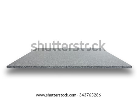 Empty top of granite stone table isolated on white background. For product display