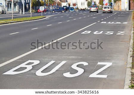 Bus lane on the city street