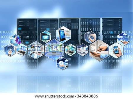 Internet and information technology with cloud server computing process