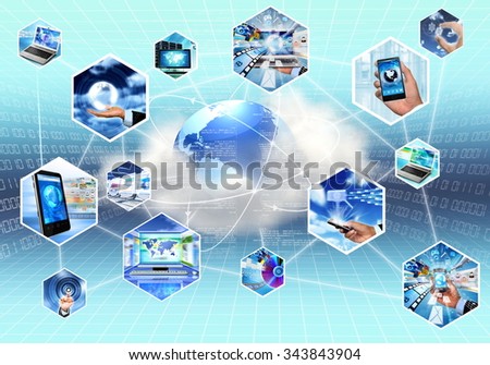 Concept picture of Internet and information technology with cloud computing