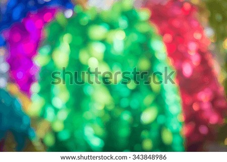 Abstract of blur bokeh of ribbon for for Christmas tree decoration