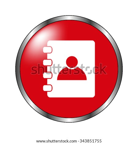 Contactbook - vector icon on the  red button