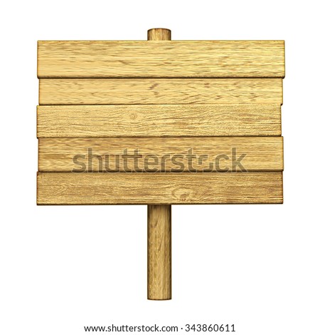 wooden empty desk on stick, isolated object on white background