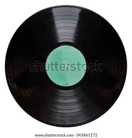 Shot of a black vinyl record isolated on white background
