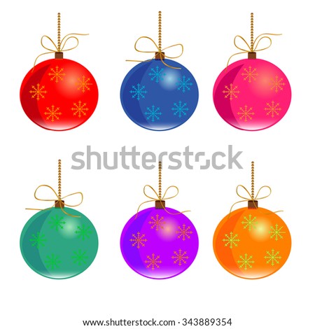 Set of Christmas and New Year color balls