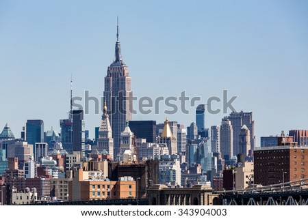 ?View to the Midtown Skyline of New York in summer 2015.