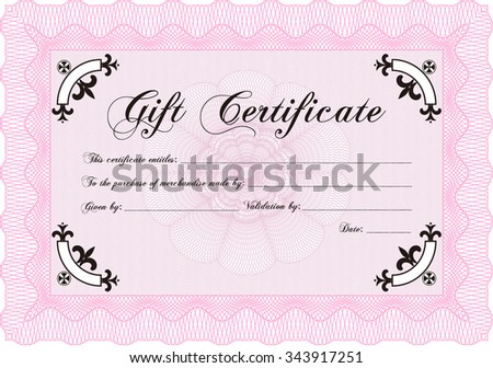 Modern gift certificate. Border, frame.Elegant design. With guilloche pattern. 
