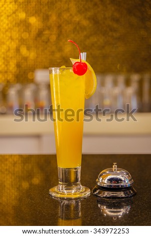 orange cocktails on top bar restaurant.