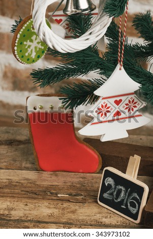 Christmas Ornament with bell and gingerbread