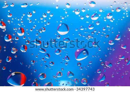 coloured drops of water on the coloured background