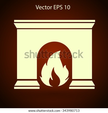 burning fireplace vector illustration