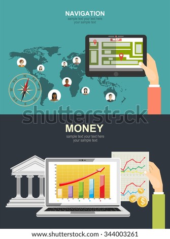 Vector set illustration of  money flat design.navigation. Concepts web banner and printed materials.