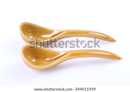 Closeup of ceramic spoons