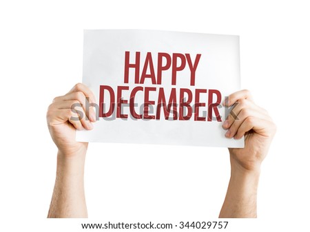 Happy December placard isolated on white