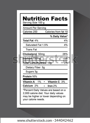 nutrition fact design, vector illustration eps10 graphic  Royalty-Free Stock Photo #344042462
