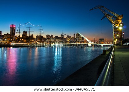 Womens bridge at night, Puerto Madero Buenos Aires Argentine Royalty-Free Stock Photo #344045591
