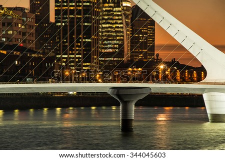 Harbor Puerto Madero at night Buenos Aires Argentine, skyline and ships Royalty-Free Stock Photo #344045603