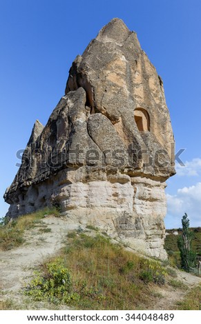 A geological formation consisting of volcanic tuff with cave dwelling. Cappadocia in Central Anatolia is a UNESCO World Heritage Site since 1985, Turkey