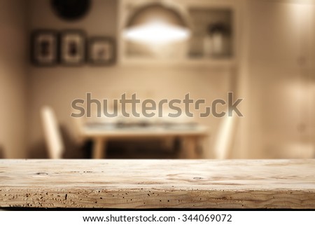 retro old shabby yellow desk in kitchen interior 