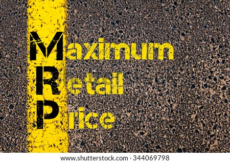 Concept image of Business Acronym MRP as Material Requirement Planning written over road marking yellow paint line.