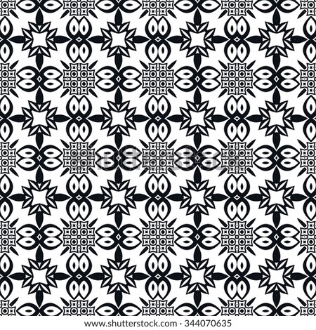 Abstract graphic background, seamless pattern. Repeating fabric texture, simple geometric shapes, arabic, indian ornament. Black and white vector illustration.