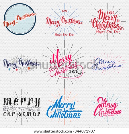 Merry christmas  and happy new year 2016 insignia  and labels for any use