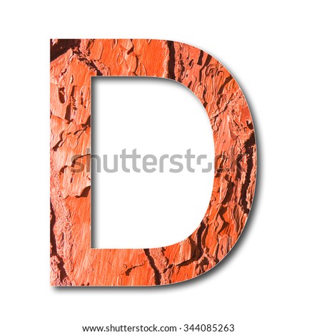 Letters D with red toned pine bark in background - Useful for natural themes