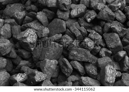 Black coals from coal mine, stack of coal