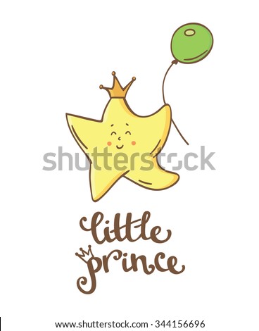 Little prince. Little star. Beautiful greeting card and logo elements in vector Royalty-Free Stock Photo #344156696