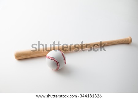 Realistic Baseball bat and Baseball isolated on white background