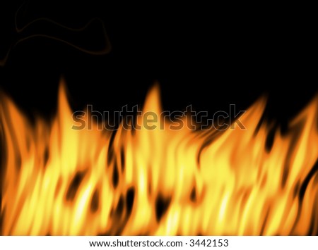 Colorful flames against a black background