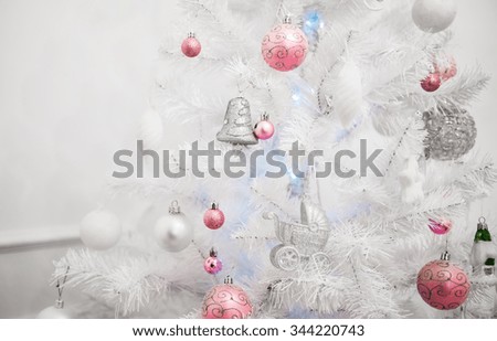 christmas and new year decorated interior with new year tree