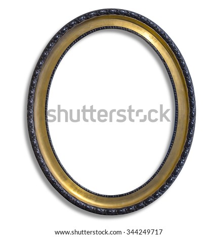 oval gold picture frame. Isolated over white with clipping path