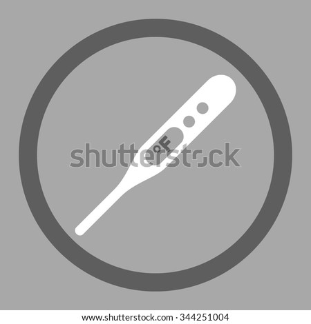 Fahrenheit Thermometer vector icon. Style is bicolor flat rounded symbol, dark gray and white colors, rounded angles, silver background.