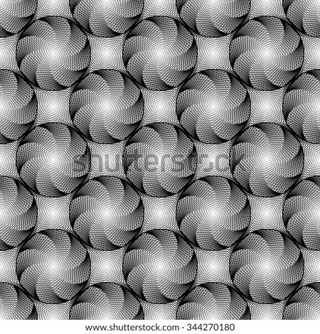 Design seamless monochrome circular geometric pattern. Abstract grid textured background. Vector art. No gradient