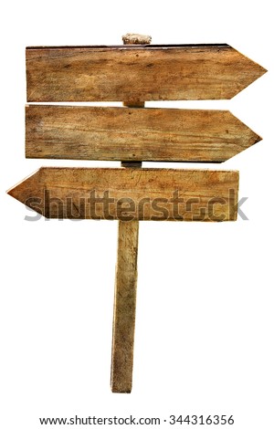 Multichoice crossroad wooden directional arrow signs isolated   