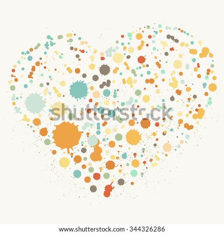 Splatter heart illustration. Design for love symbols.