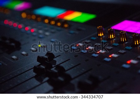 Close Up Shot Of Sound Mixing Desk In Venue