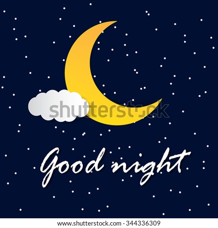 Retro illustration of a smiling moon wishing good night. EPS10 vector.