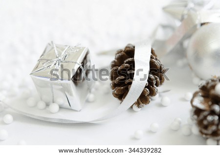 abstract blur background. christmas concept with ball, gifts
