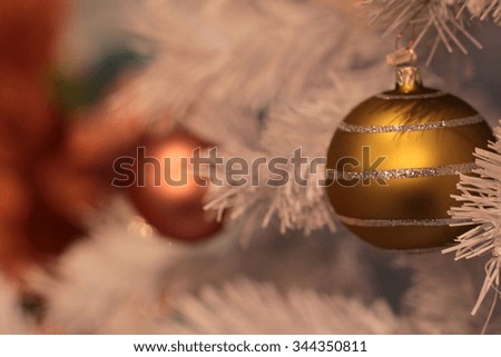 Closeup view of beautiful bright round christmas or new year fir tree decoration, horizontal picture