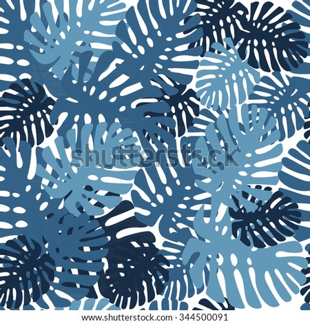  Summer camouflage hawaiian seamless pattern with tropical plants, vector illustration