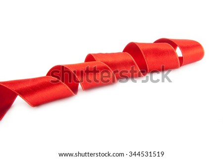 Red ribbon bookmark isolated on white background