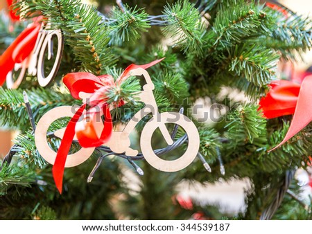 Christmas tree with bike sport decoration