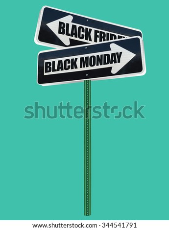 Black Friday Black Monday Directional One Arrows isolated on green background