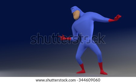 3D Super Hero, Man pointing, character (3D Render)