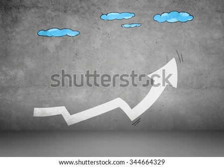 Background image with drawn on wall increasing graph