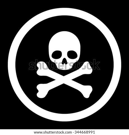 Death vector icon. Style is flat rounded symbol, white color, rounded angles, black background.